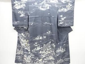 未使用品　柴垣に波・草花模様訪問着
